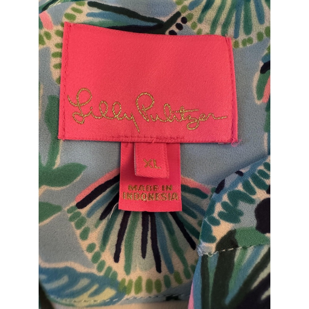 Lilly Pulitzer Aqua Tropical-Print Long Sleeve Dress - Picture 12 of 12